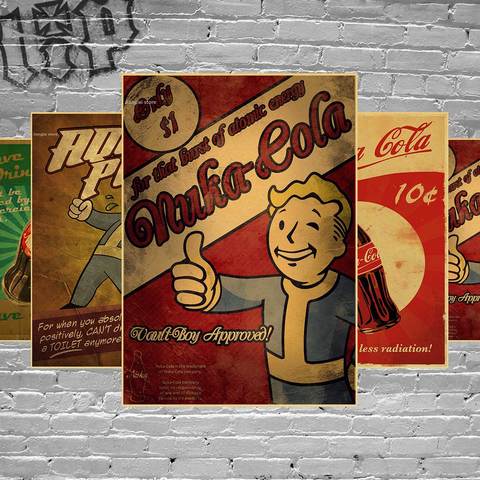 Fallout 3 4 Game Poster Home Furnishing decoration Kraft Game Poster Drawing core Wall stickers ► Photo 1/5
