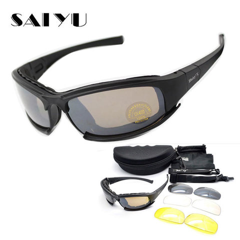 SAIYU X7 Military Goggles Bullet-proof Army C6 Polarized Sunglasses 4 Lens Hunting Shooting Airsoft Cycling Motorcycle Glasses ► Photo 1/6