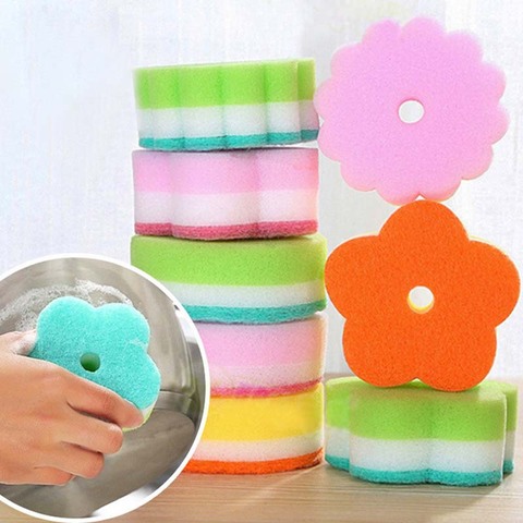5pcs Kitchen Cleaning Sponge Double Sided Sponge Scrubber Sponges for  Dishwashing Scouring Pad Dish Cloth Kitchen Cleaning Tools