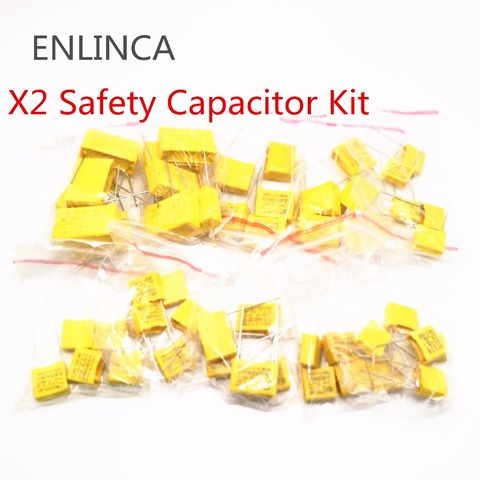 50Pieces X2 Safety Capacitor Kit 275VAC 102K-105K 1NF~1UF Assorted Kit Polypropylene film capacitor 102K 103K 223K 473K 224K 334 ► Photo 1/1