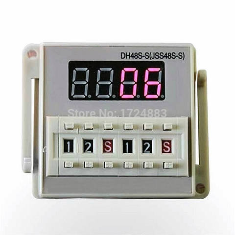 DH48S-S 12V time relay 220VAC  24VDC repeat cycle SPDT with socket DH48S series delay timer with base ► Photo 1/6