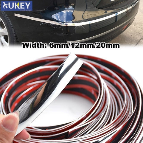 6/12/20mm Car Styling Chrome Decorative Strips Front Rear Fog Light Trim Cover Molding Frame Decoration Protection Accessories ► Photo 1/6