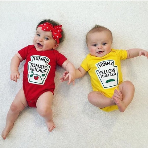 Summer Baby Rompers Cute Baby Boys Girls Clothes Short Sleeved Red Yellow Baby Bodysuit Unisex Baby One-piece Jumpsuit DS9 ► Photo 1/6