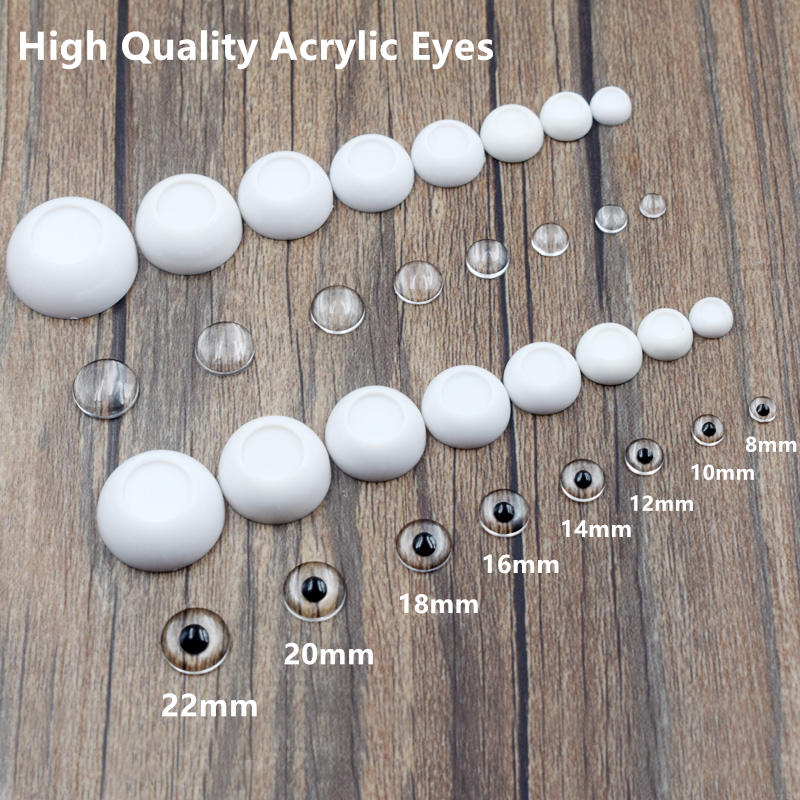 ROUND ACRYLIC DOLL EYES IN BROWN Sizes 8 mm to-30 mm Code GRPBR 