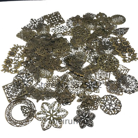 20pcs/lot  Mix  20Pcs Antique Bronze Mixed Metal Filigree Wraps Connectors Metal Crafts Gift Decoration DIY ► Photo 1/3