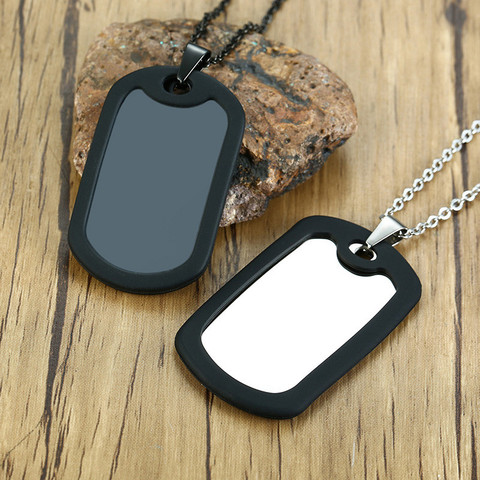 ZORCVENS 2022 New Punk Dog Tags Pendant Necklaces Men Jewelry Gifts Stainless Steel Long Chain Military Army Style ► Photo 1/6