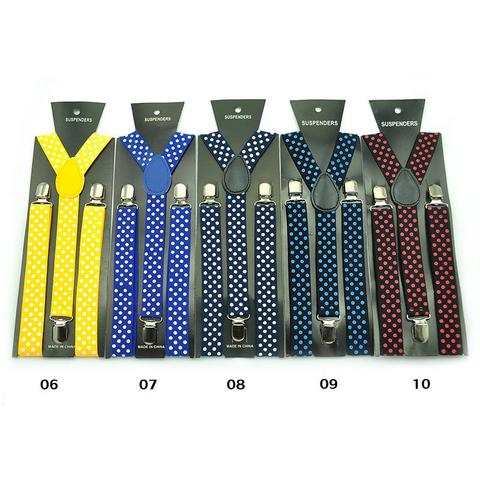 2.5cm Wide Fashion 16 Colors Polka Dot Pattern Polyester Suspenders Women's Men's Unisex Clip-on Braces Y-back Elastic Suspender ► Photo 1/1