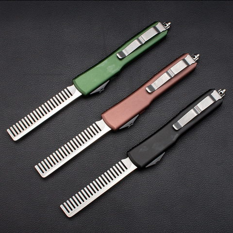 A51 New Products Micro Technology Stainless Steel Aviation Aluminum Handle Metal Comb Creative Straight Jump Tactical Comb EDC ► Photo 1/5