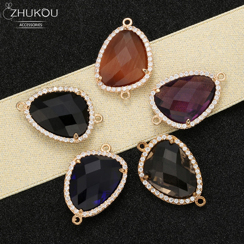 ZHUKOU 15x23mm Brass Irregular Crystal Connectors for Earrings Necklace Handmade jewelry making findings model:VS342 hole:1.2mm ► Photo 1/5