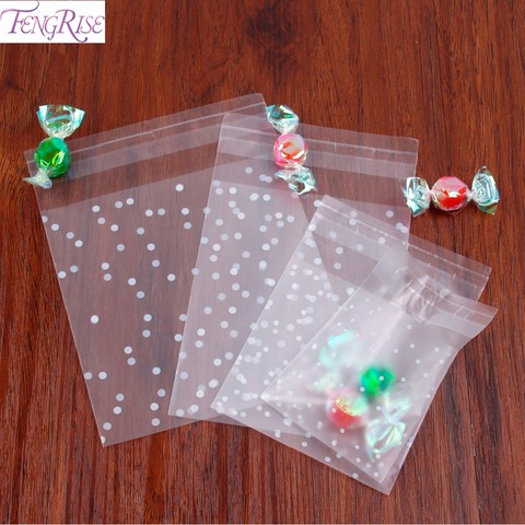 FENGRISE 100PCS Transparent Cellophane Polka Dot Candy Bags Frosted OPP Cookie Bag Birthday Wedding Gift Bag Wrapping Supplies ► Photo 1/6