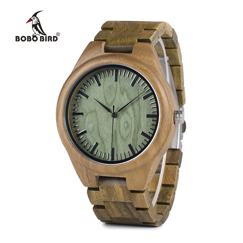 BOBO BIRD WG19 Men Luxury Brand Green Sandal Wood Watches Full Wooden Quartz Watch Handmade Wristwatches Carton Box OEM relogio ► Photo 1/6