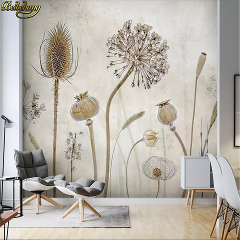 beibehang Custom wallpaper mural dry branches flower specimens hand-painted American pastoral background wall 3d wallpaper ► Photo 1/1