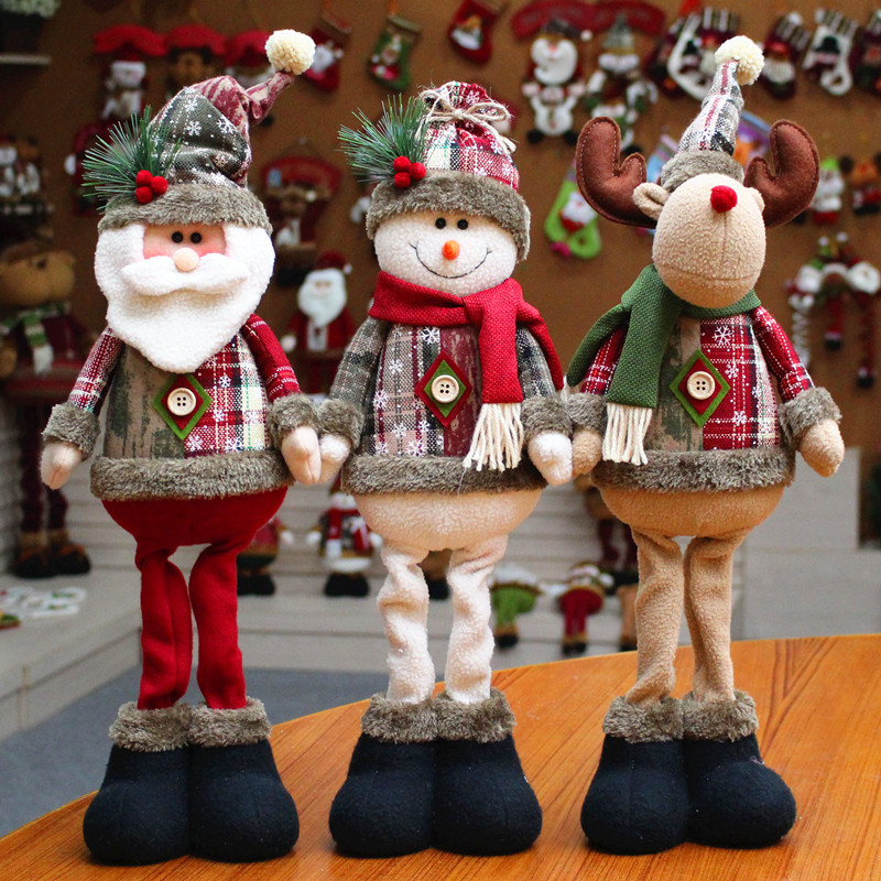 Santa Claus Snowman Reindeer Doll Standing Figurine Christmas Tree Ornaments 6N 