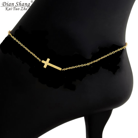 ICFTZWE Fashion Anklet Stainless Steel Female Foot Accessories Stylish Gold  Lucky Cross Anklets For Women Best Gifts ► Photo 1/6