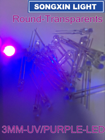 XIASONGXIN LIGHT 50PCS 3MM Purple / UV LED super bright F3 LED Diodes 390-410NM F3MM Diodes 3mm led 3mm uv /purple ► Photo 1/4