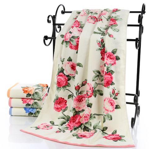 70*140cm Floral Pattern Cotton Bath Towels for Adults Beach Terry Bath Towels Bathroom Flower Bath Towel Serviette de Bain ► Photo 1/6