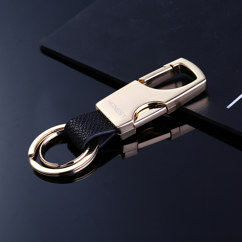 Honest Couple Keychain Classic Buckle Leather Zinc Alloy Leather Key Ring Holder 