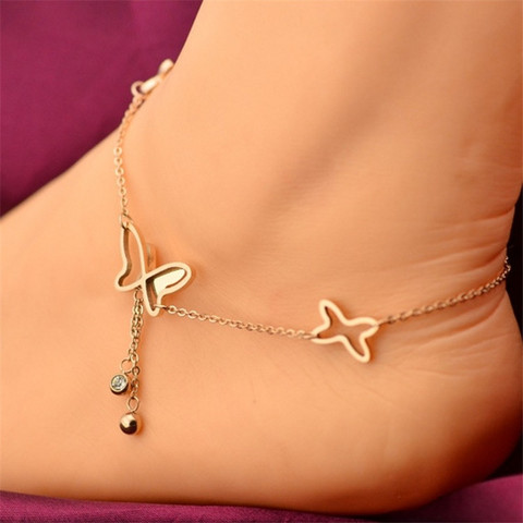 New Butterfly Pendant Anklets Foot Chain Summer Beach Leg Bracelet For Women Girl Charms Barefoot Sandals Jewelry ► Photo 1/4