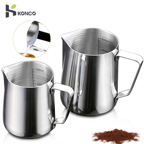 KONCO Inner Scale Espresso Coffee Milk Frothing Pitcher Stainless Steel Creamer Macchiato Cappuccino Latte Art Maker Pitcher Cup ► Photo 1/6