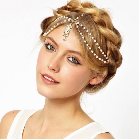 Hair decoration hair band head dress headbands fashion indian boho white/red beaded head piece women head chain hair jewelry ► Photo 1/1