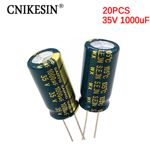CNIKESIN High Frequency Low Esr Long Life LCD Power Supply SANYO 35V 1000UF Electrolytic Capacitor 1000UF 35V 10X20mm Capacitor ► Photo 1/6