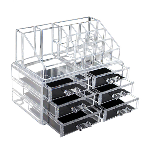 Transparent Makeup Organizer Cosmetic Storage Box Drawer Desktop