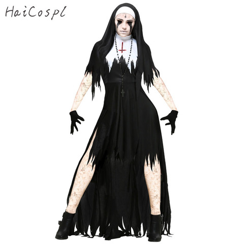 Halloween Nun Cosplay Costume Women Black Vampire Fantasy Dress Terror Sister Party Disguise Female Fancy For Adults ► Photo 1/6