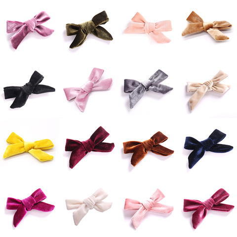 Mini Velvet Kids Bow Nylon Hair Clips Little Girls Sweet Candy Color Velvet Small Bow Knot Hairpins Hairgrips Hair Accessories ► Photo 1/6