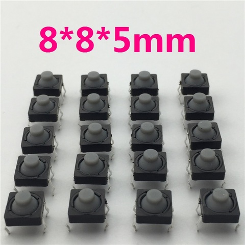 20pcs/lot 8x8x5MM 4PIN G77 Conductive Silicone Soundless Tactile Tact Push Button Micro Switch Self-reset Free Shipping ► Photo 1/5