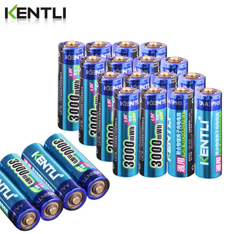 KENTLI High Capacity free shipping lithium ion batteries 3000mWh 1.5V lithium polymer battery rechargeable AA battery ► Photo 1/6