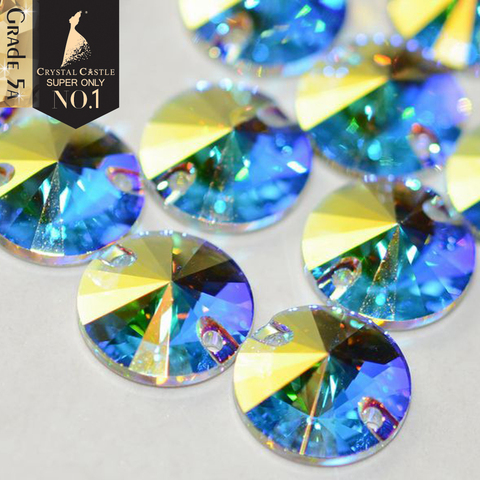 Crystal Castle Sew On Rhinestones 5A Rivoli Round Strass Glass Crystals for Sewing Stone Two Holes Sew Rhinestones For Dresses ► Photo 1/6