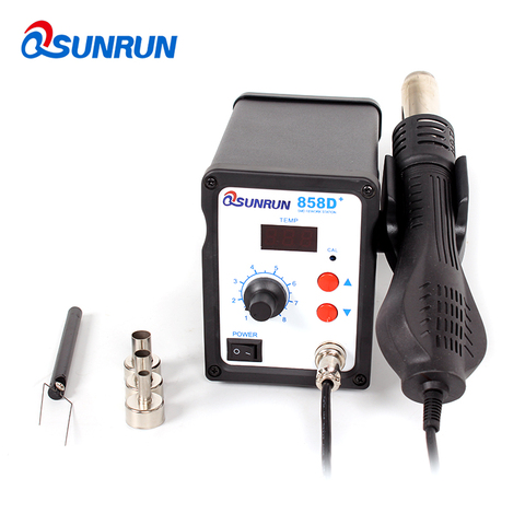 Silver 858D Desoldering Soldering Station Hot Air Rework Hot Air Gun + 3 Nozzles+ 1 IC Stick Repair Welding Tool ► Photo 1/1