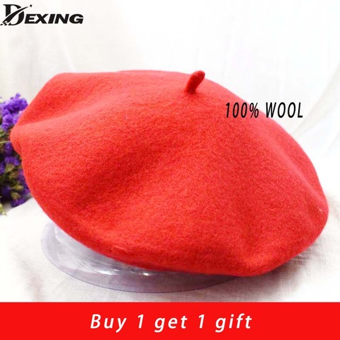 100% real wool Beret spring Winter Women Lady Painter Warm Walking Hat French Artist Hat beret femme Girl Gift ► Photo 1/6