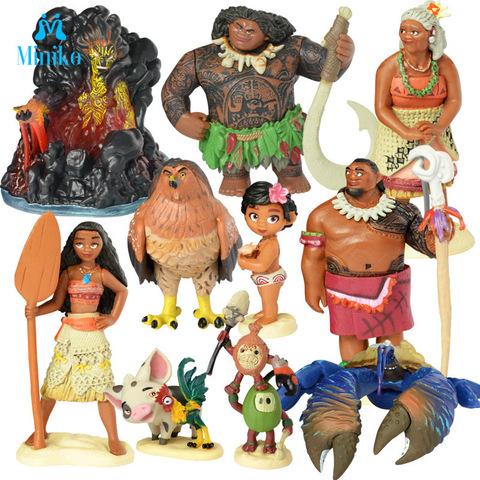 10pcs/set Cartoon Moana Princess Legend Vaiana Maui Chief Tui Tala Heihei Pua Action Figure Decor Toys For Kids Birthday Gift ► Photo 1/6