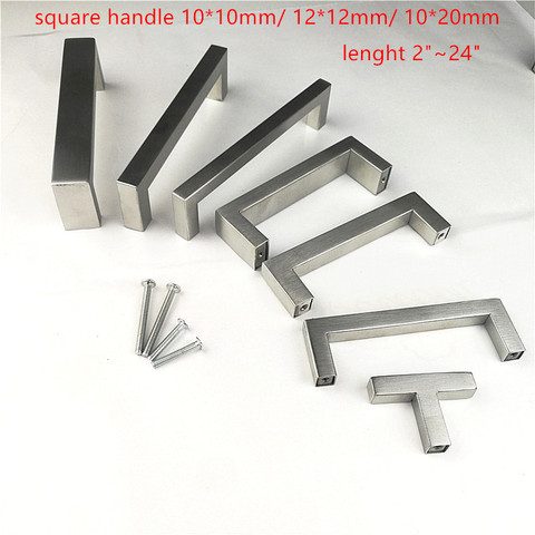 Square Stainless Steel Brushed Kitchen Door Cabinet Handle Pull Knob 2