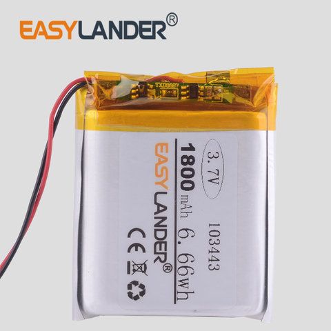 3.7V lithium polymer battery 103443 1800MAH  GPS navigator Radio car dvr radio TD-V26 JH-MD07D ► Photo 1/3