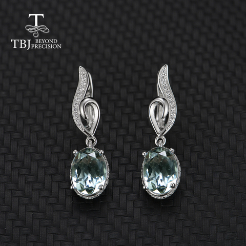 TBJ,Natural green amethyst oval 7*9mm earring gemstone 925 sterling silver fine jewelry simple design best Valentine for woman ► Photo 1/6