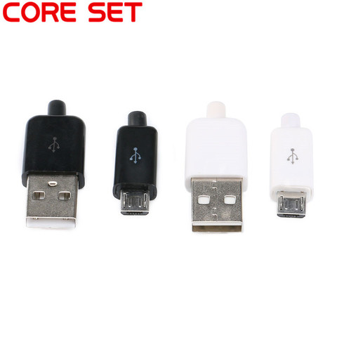 10PCS DIY Micro USB 2.0 Male Plug Connectors Kit w/ Covers Black White 5P Data Line Accessories Interface 4/3 In 1 Welding 5 PIN ► Photo 1/6