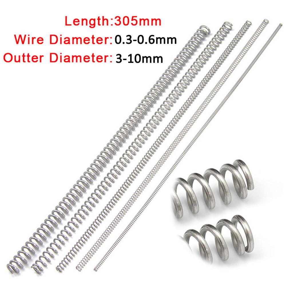 10pcs 304 stainless steel compression spring wire diameter 1mm length 10mm-50mm 