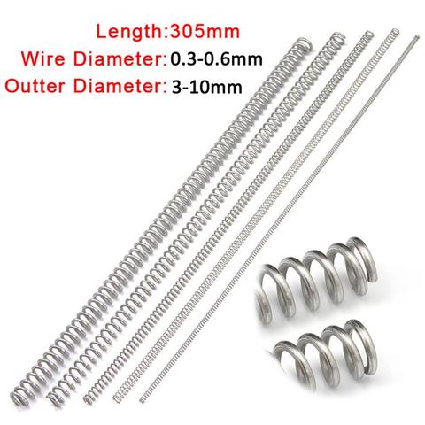 3Pcs 304 Stainless Steel Long Spring Y-type Compression Spring Wire Dia 0.3/0.4/0.5/0.6mm Outer Dia 3-10mm Length 305mm ► Photo 1/5