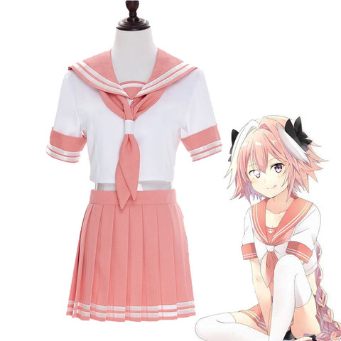 Anime Fate/Apocrypha Astolfo Cosplay Costumes Japanese Student Girls School Uniforms Halloween,Christmas Sailor suit Full Sets ► Photo 1/6