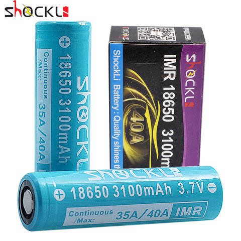 Shockli 18650 battery 3.7V 3100mAh 3000mAh li-ion battery 40A Lithium rechargeable battery for flashlight  electronic cigarette ► Photo 1/6