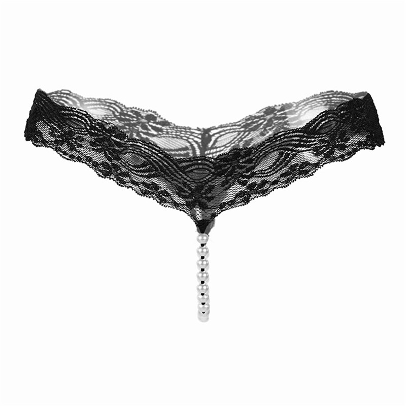 Lace G-strings And Thongs With Pearls Tangas Sexy Women's Panties