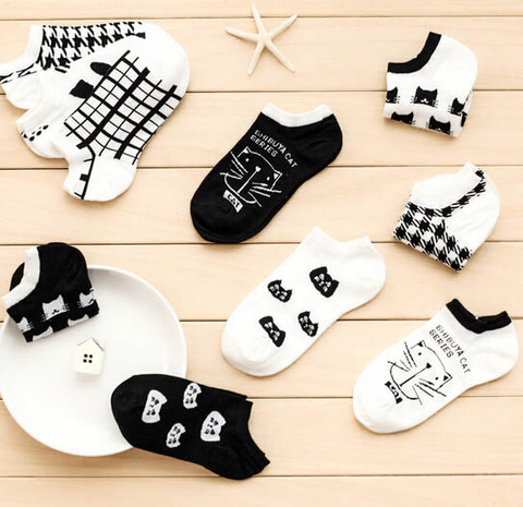 CAT summer comfortable cotton bamboo fiber girl women's socks ankle low female invisible  color girl boy hosier 1pair=2pcs WS66 ► Photo 1/6
