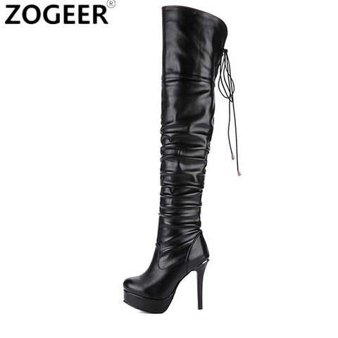 Plus size 48 Thigh High Boots Women Fashion over the knee Boots Sexy Platform High Heels Ladies Nightclub Party Shoe Woman White ► Photo 1/1