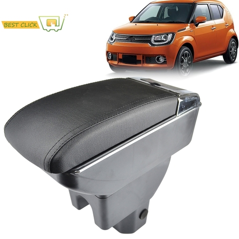 Storage Box For Suzuki Ignis 2016 - 2022 Arm Rest Dual Layer Armrest Black Leather Double 2017 ► Photo 1/6