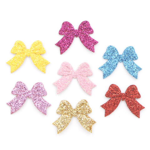 100Pcs Mixed Glitter Leather Fabric Appliques Bow-tie Felt Patches for Crafts Clothes Decoration DIY Hair Bow Accessories K70 ► Photo 1/4
