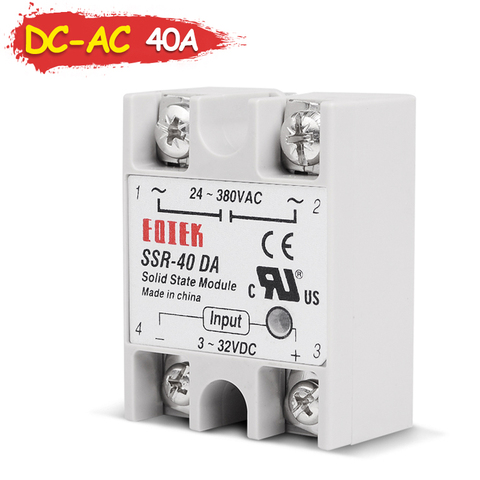 Industrial Singh Phase Solid State Relay Module SSR 40 DA 3-32V 12V DC Input and 24-380VAC 220V 40A AC Output Load SSR-40DA ► Photo 1/6