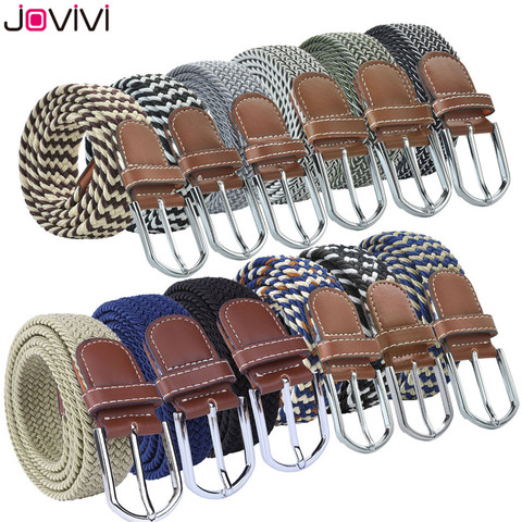 Jovivi 1pc Casual Belts Men Women Canvas Braided Stretch Belt Pin Buckle Elastic Golf Waist Belt Birthday Gift ► Photo 1/6