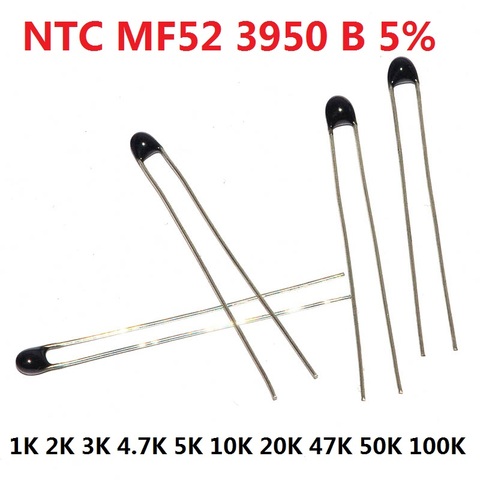 20PCS NTC Thermistor Thermal Resistor MF52 NTC-MF52AT 1K 2K 3K 4.7K 5K 10K 20K 47K 50K 100K 5% 3950B 1/2/3/4.7/K Ohm R kit ► Photo 1/2
